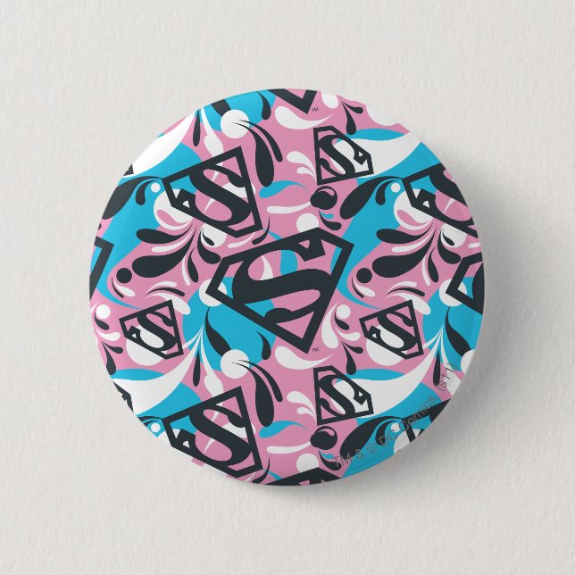 Supergirl Color Splash Swirls Pattern 6 Pinback Button (Front)