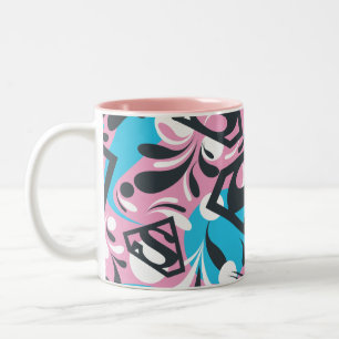 Supergirl Color Splash Swirls Pattern 6 Two-Tone Coffee Mug