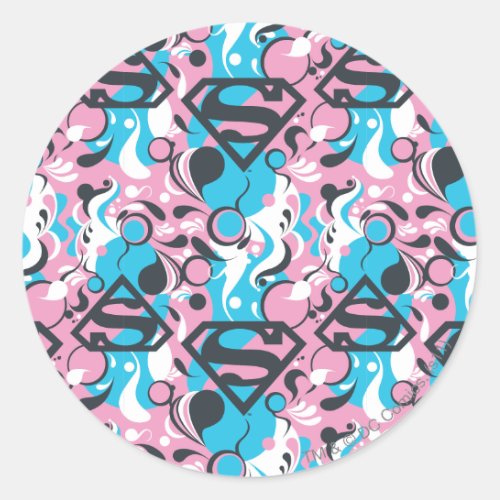 Supergirl Color Splash Swirls Pattern 7 Classic Round Sticker
