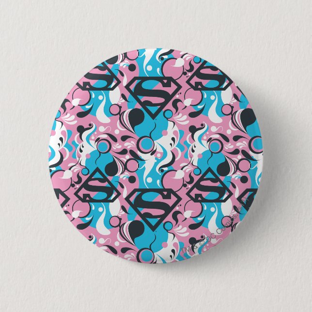 Supergirl Color Splash Swirls Pattern 7 Pinback Button (Front)
