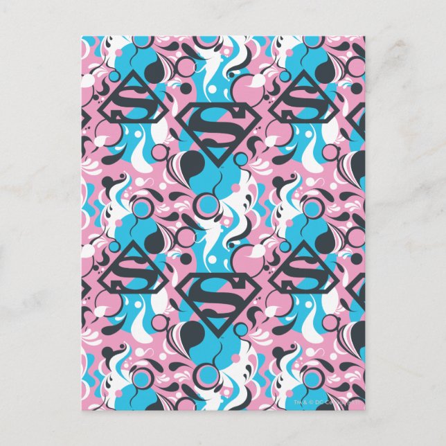 Supergirl Color Splash Swirls Pattern 7 Postcard (Front)