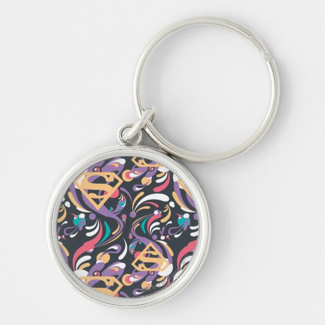 Supergirl Color Splash Swirls Pattern 8 Keychain (Front)