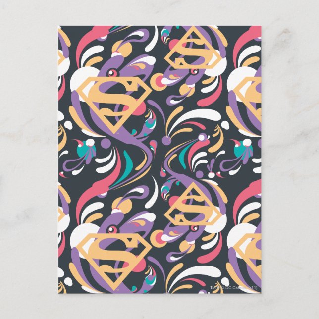 Supergirl Color Splash Swirls Pattern 8 Postcard (Front)