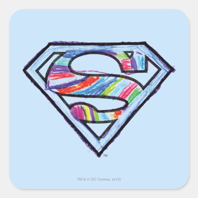 Supergirl Colorful Sketch Logo Square Sticker (Front)