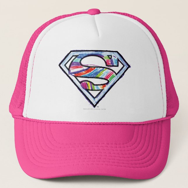 Supergirl Colorful Sketch Logo Trucker Hat (Front)