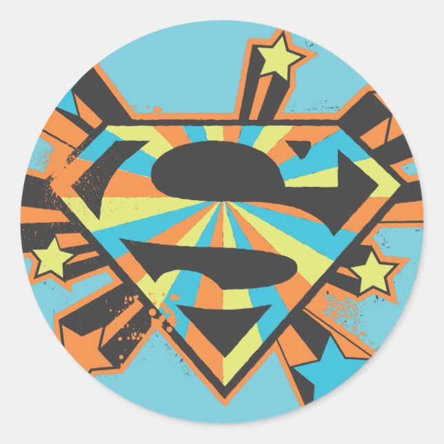 Supergirl Colorful Stars Logo Classic Round Sticker (Front)