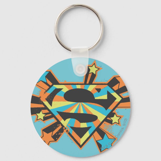 Supergirl Colorful Stars Logo Keychain (Front)