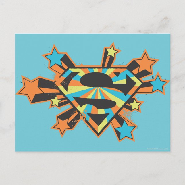 Supergirl Colorful Stars Logo Postcard (Front)