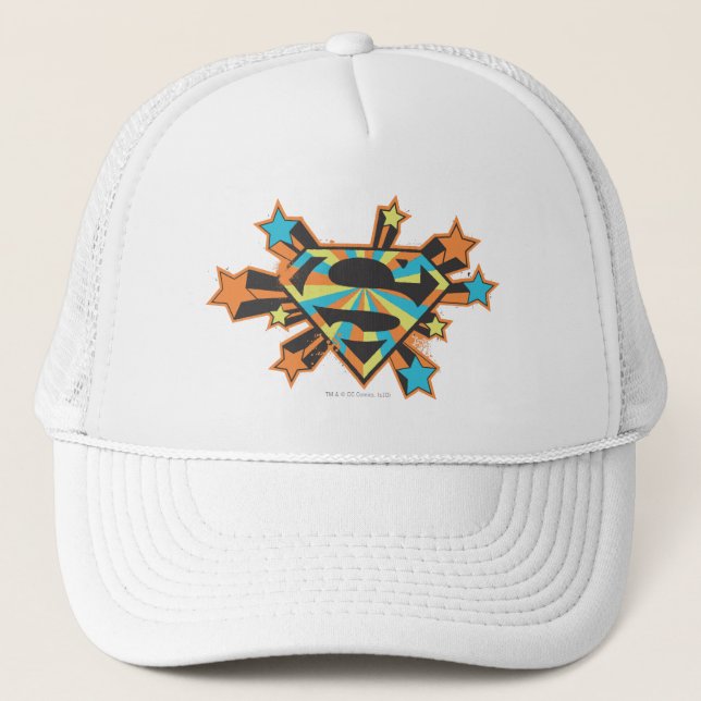 Supergirl Colorful Stars Logo Trucker Hat (Front)