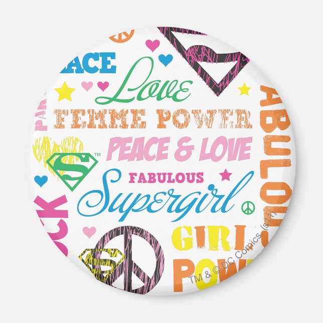 Supergirl Colorful Text Collage Magnet (Front)