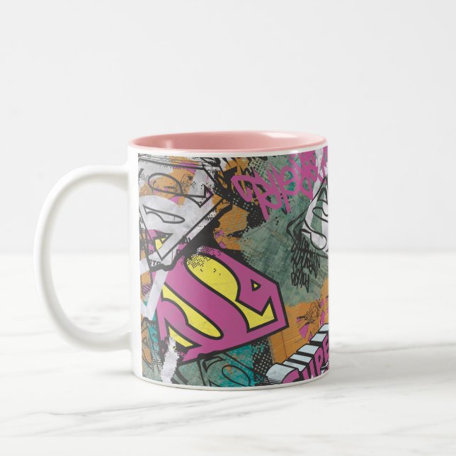 Supergirl Comic Capers Pattern 10 Two-Tone Coffee Mug (Left)