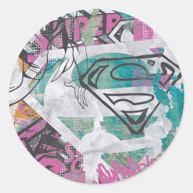 Supergirl Comic Capers Pattern 11 Classic Round Sticker (Front)