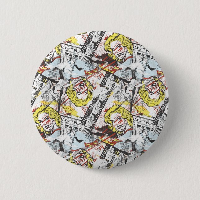 Supergirl Comic Capers Pattern 2 Button (Front)