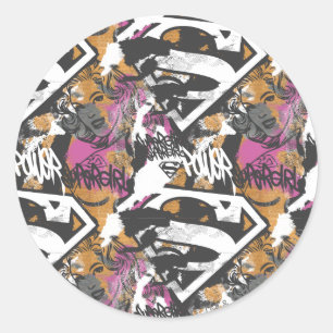 Supergirl Comic Capers Pattern 3 Classic Round Sticker