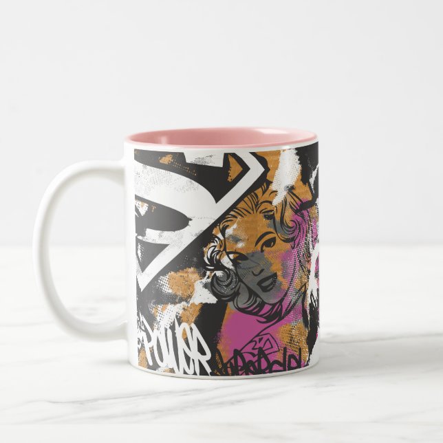 Supergirl Comic Capers Pattern 3 Two-Tone Coffee Mug (Left)