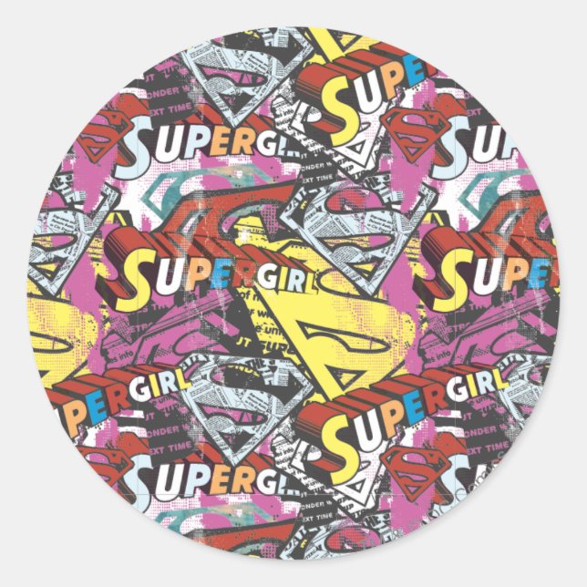 Supergirl Comic Capers Pattern 4 Classic Round Sticker (Front)