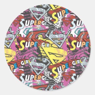 Supergirl Comic Capers Pattern 4 Classic Round Sticker