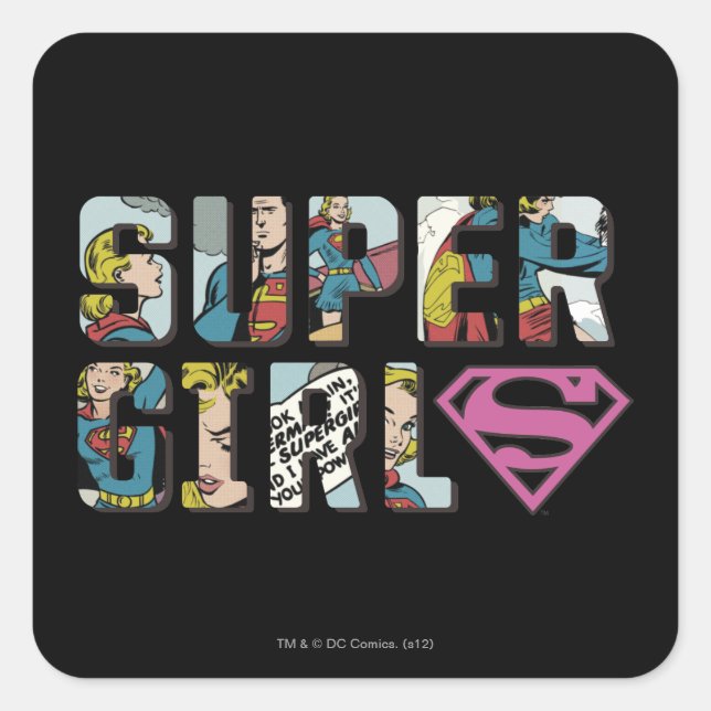 Supergirl Comic Logo Square Sticker (Front)
