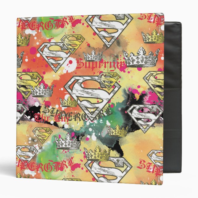Supergirl Crown Pattern 3 Ring Binder (Front/Inside)