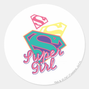 Supergirl Cursive Classic Round Sticker