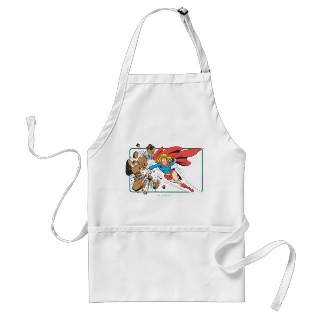 Supergirl Destroys Boulder Adult Apron (Front)