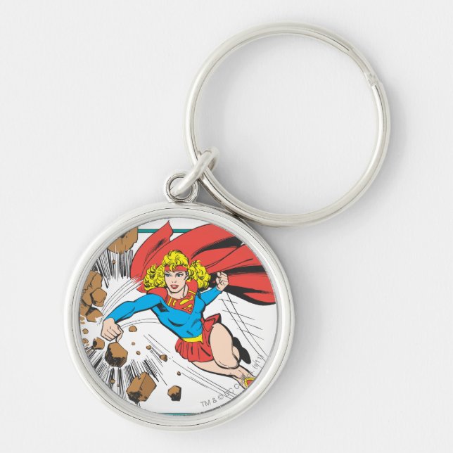 Supergirl Destroys Boulder Keychain (Front)
