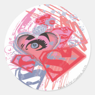 Supergirl Diamonds and Lips Classic Round Sticker