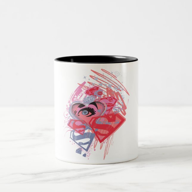 Supergirl Diamonds and Lips Two-Tone Coffee Mug (Center)