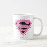 Supergirl Distressed Logo Black and Pink Coffee Mug