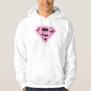 Supergirl Distressed Logo Black and Pink Hoodie