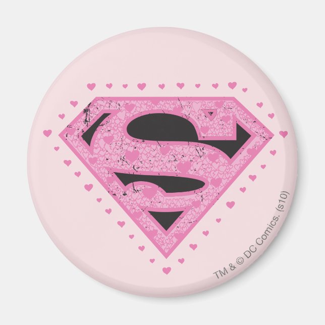 Supergirl Distressed Logo Black and Pink Magnet (Front)