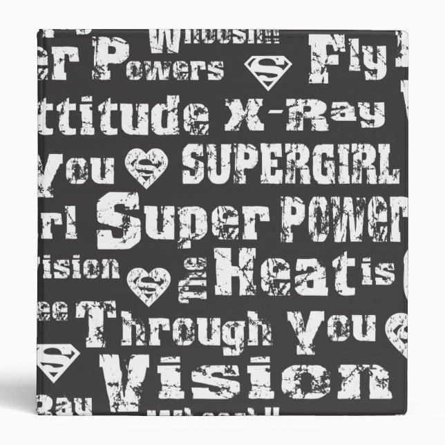 Supergirl Distressed Text 3 Ring Binder (Front)