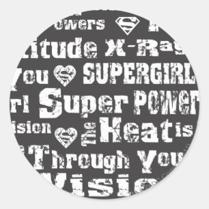 Supergirl Distressed Text Classic Round Sticker
