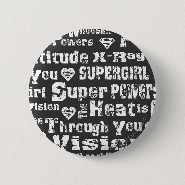 Supergirl Distressed Text Pinback Button (Front)