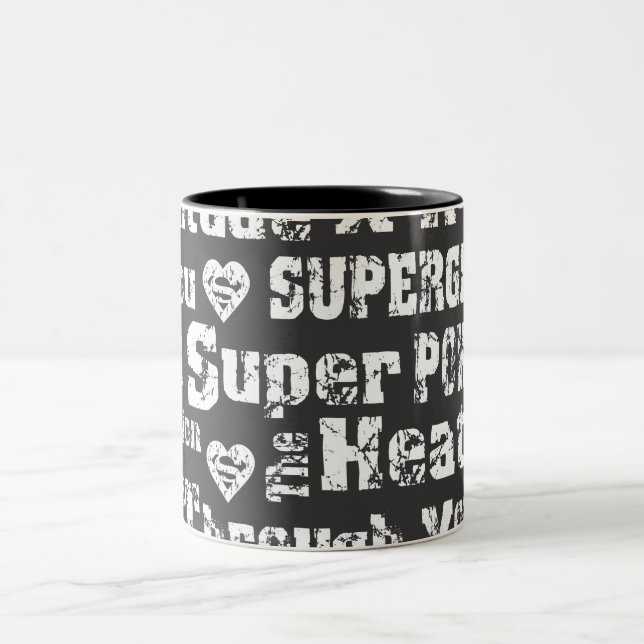 Supergirl Distressed Text Two-Tone Coffee Mug (Center)