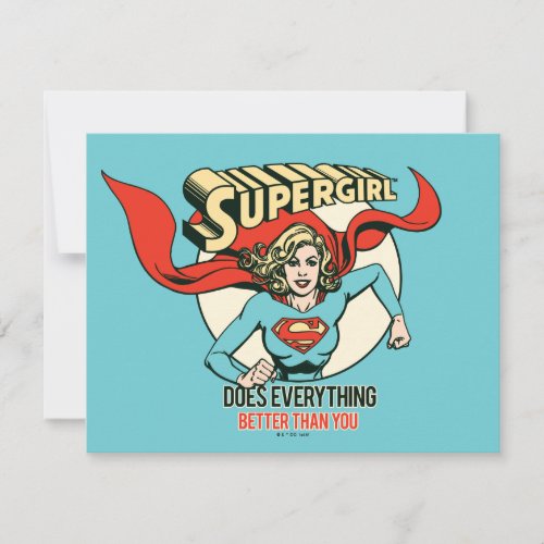 Supergirl Does Everything Better Than You Note Card