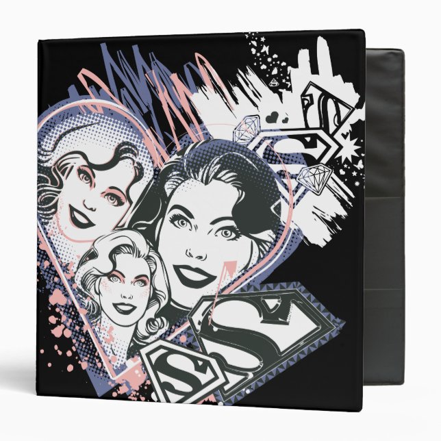 Supergirl Face Collage 3 Ring Binder (Front/Inside)