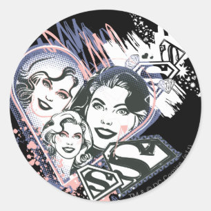 Supergirl Face Collage Classic Round Sticker
