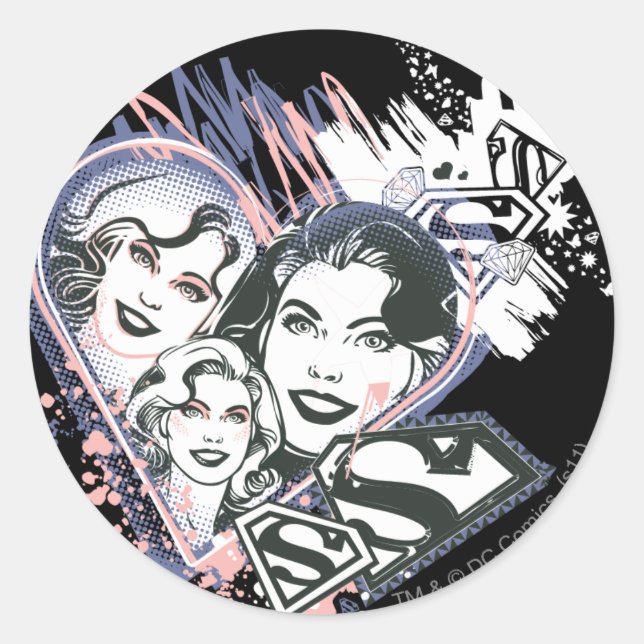 Supergirl Face Collage Classic Round Sticker (Front)