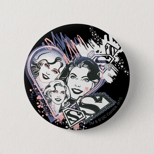 Supergirl Face Collage Pinback Button (Front)