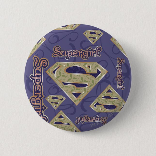 Supergirl Fancy Logo Collage Pinback Button (Front)