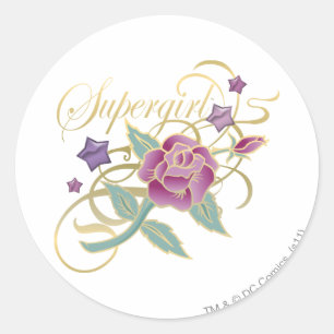 Supergirl Fancy Roses Classic Round Sticker