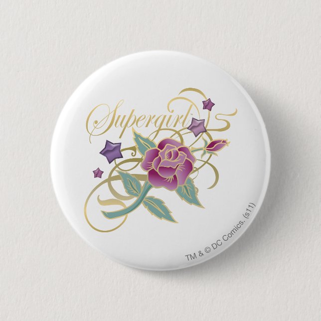 Supergirl Fancy Roses Pinback Button (Front)