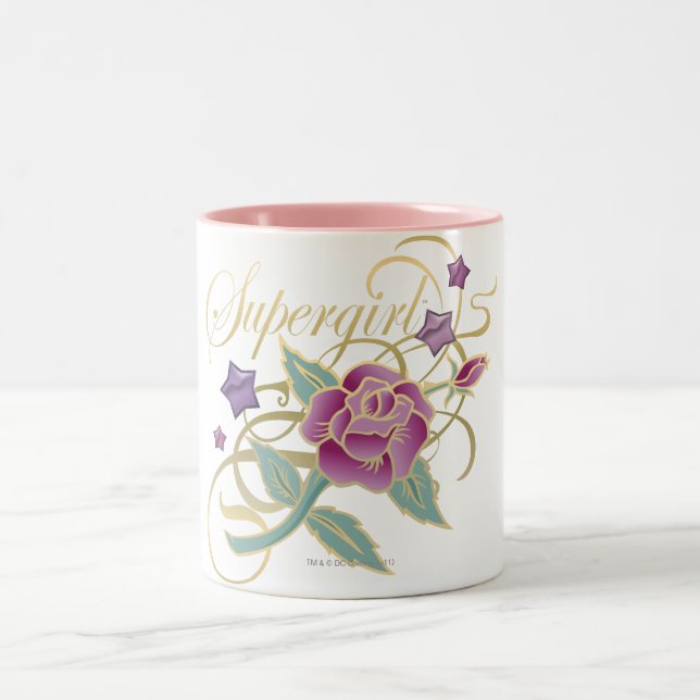 Supergirl Fancy Roses Two-Tone Coffee Mug (Center)