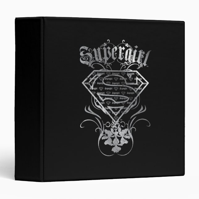 Supergirl Fancy Silver Logo 3 Ring Binder (Front/Spine)