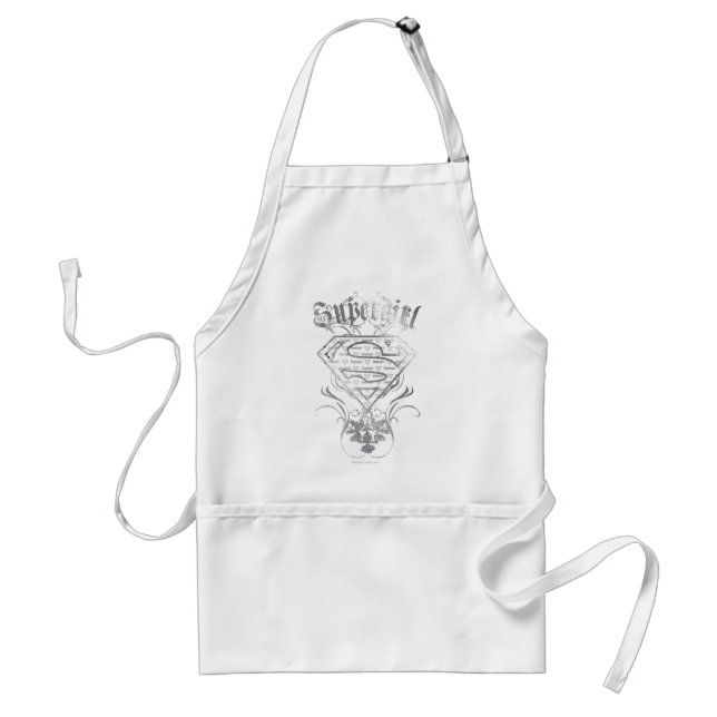 Supergirl Fancy Silver Logo Adult Apron (Front)