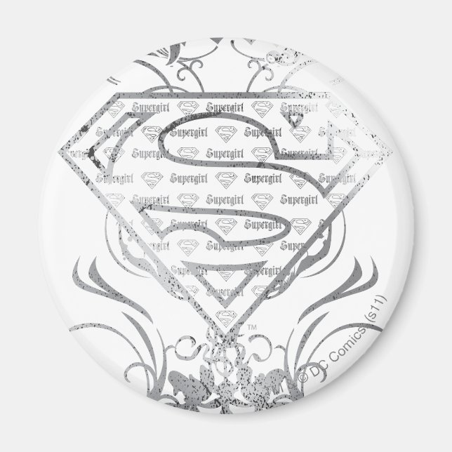 Supergirl Fancy Silver Logo Magnet (Front)