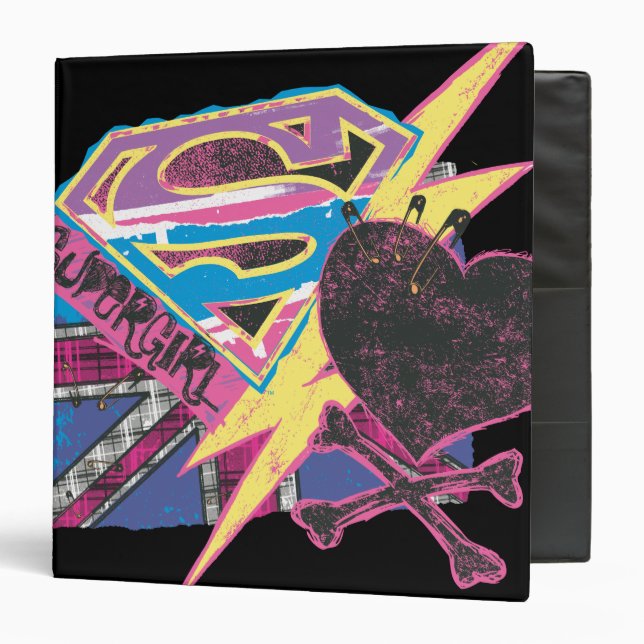 Supergirl Flag and Crossbones 3 Ring Binder (Front/Inside)