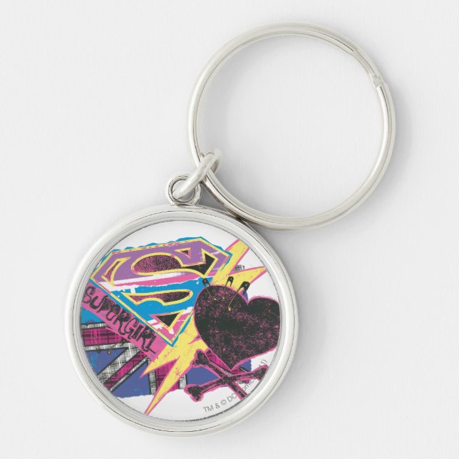 Supergirl Flag and Crossbones Keychain (Front)