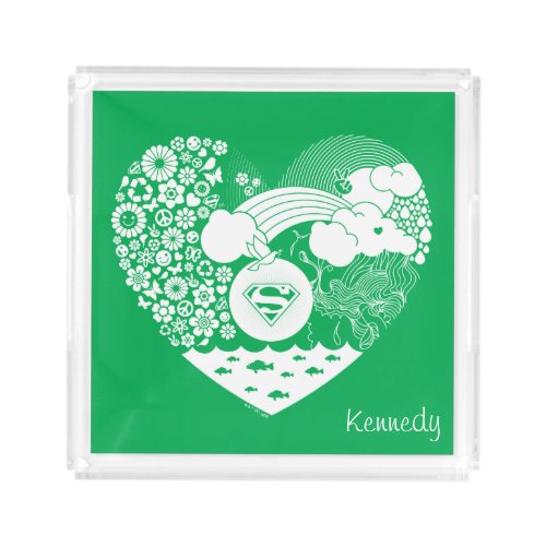 Supergirl Floral Peace Heart Graphic Acrylic Tray
